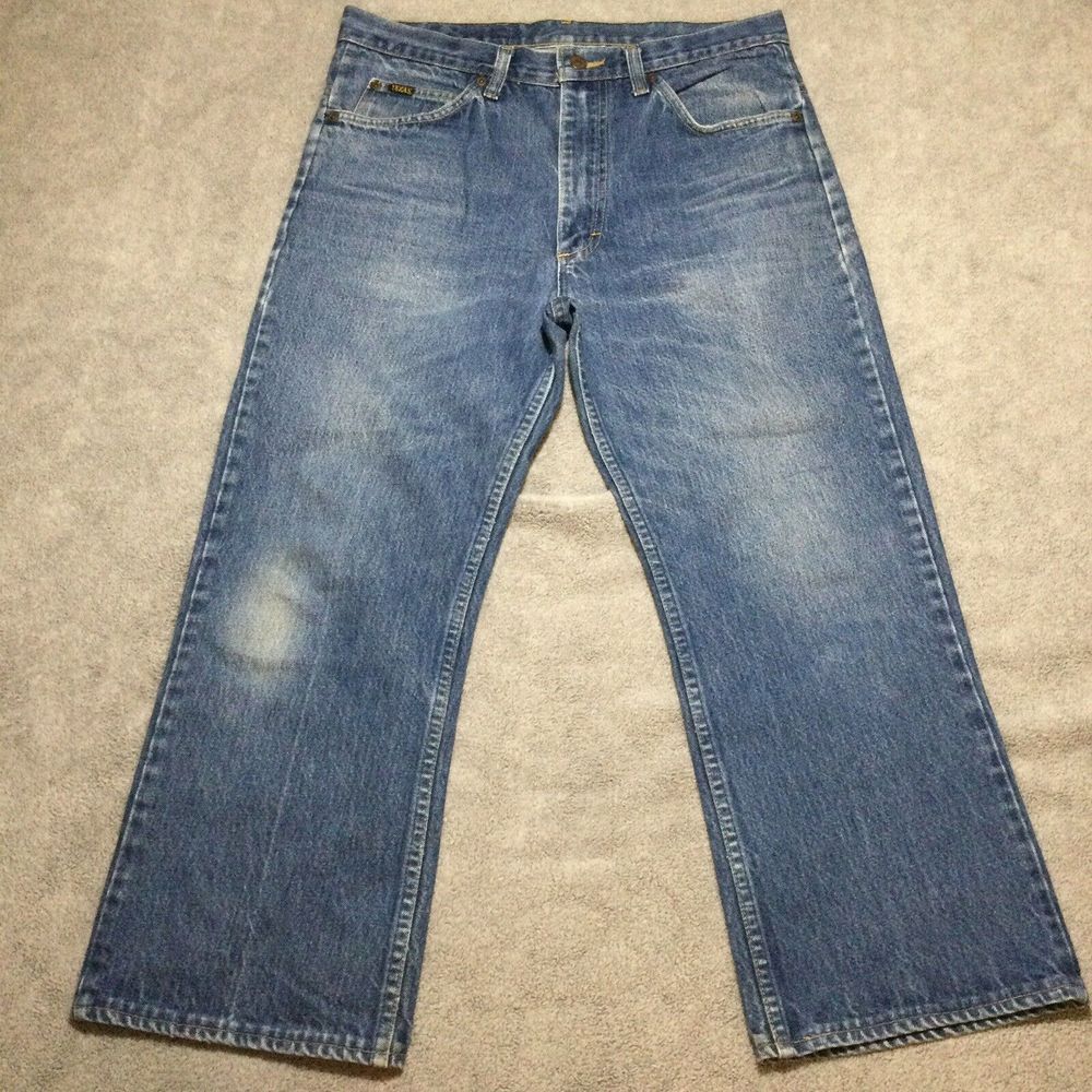 Vintage Texas Safety Jeans Mens 32x25 Medium Wash Western Made‎ In Usa